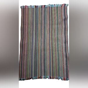 Multicolored Woven Rag Rug Vintage Farmhouse Cottage Core Decor 36x23 Kitchen